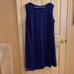 R. N. Studios By Ronni Nicole Cobalt Blue Crochet Lace Dress, Size 20 W
